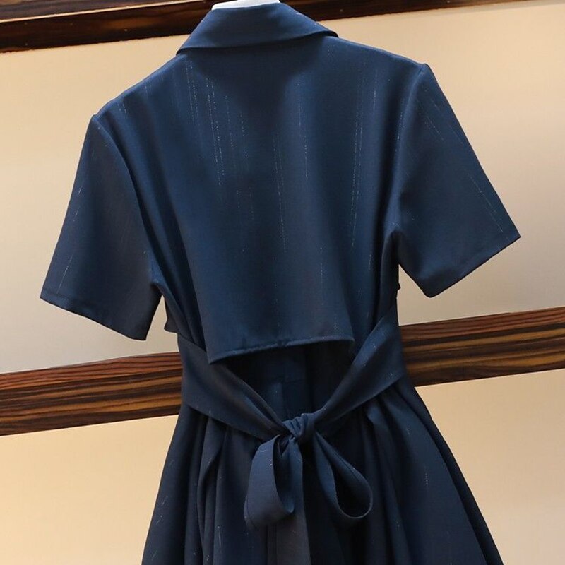 Chic Preppy Blue Bandage Bowknot Dress