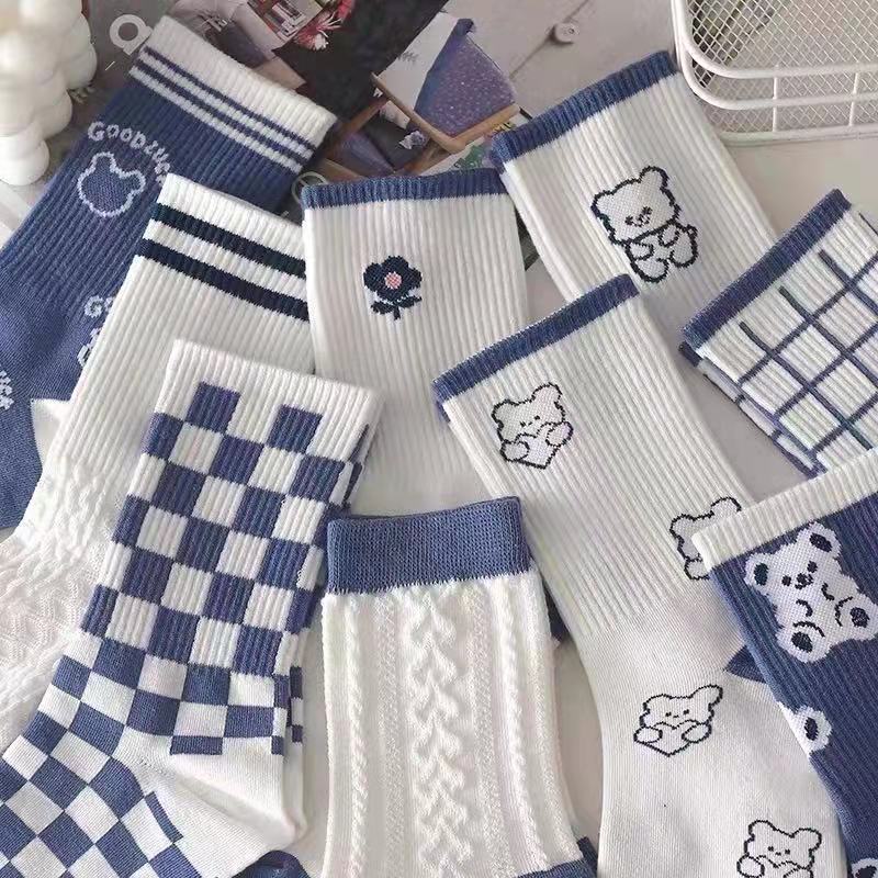 1Pair Cool Blue Aesthetic Socks