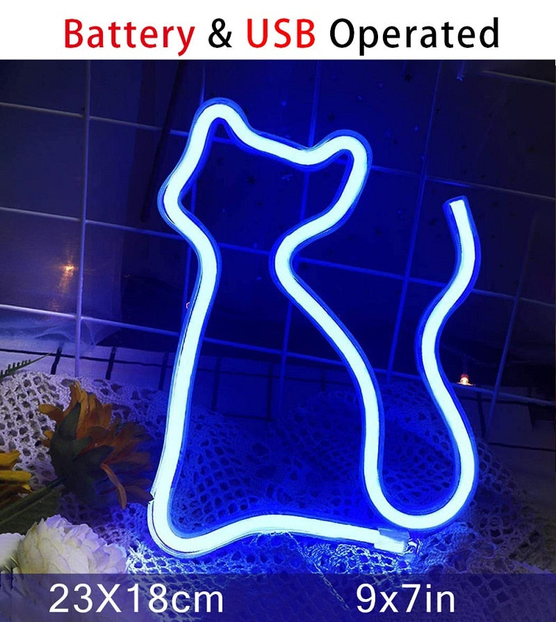 Anime Neon Luna Cat Kawaii Sign Light