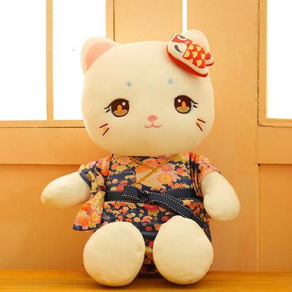 Japanese Kawaii Kimono White Cat Stuffed Animals Plushie