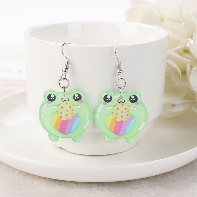 1Pair Cute Love Frog Resin Earrings