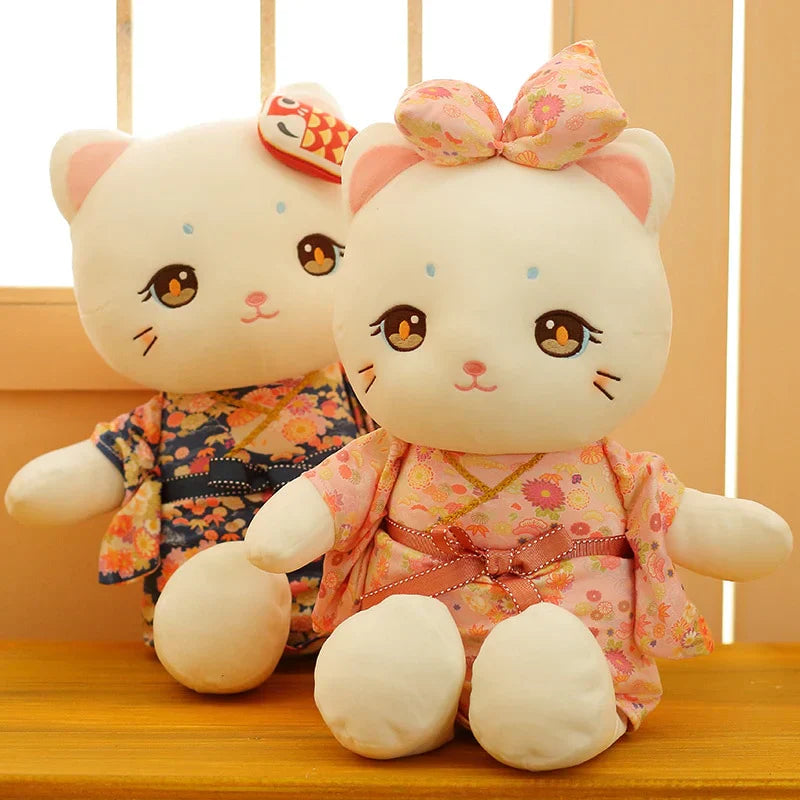 Japanese Kawaii Kimono White Cat Stuffed Animals Plushie