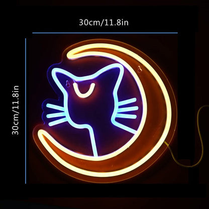 Anime Neon Luna Cat Kawaii Sign Light