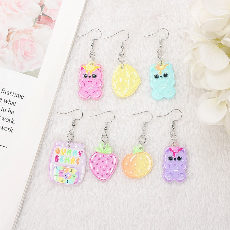 1Pair Gummy Bears Resin Earrings