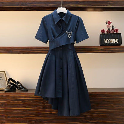 Chic Preppy Blue Bandage Bowknot Dress