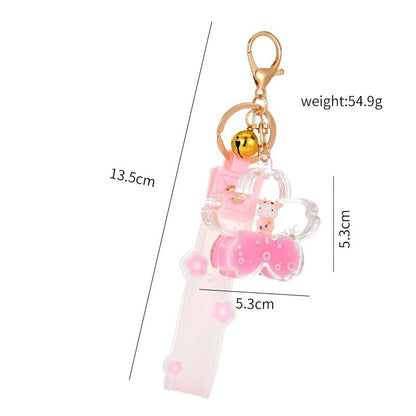 1PC Sakura Cow Quicksand Keychain