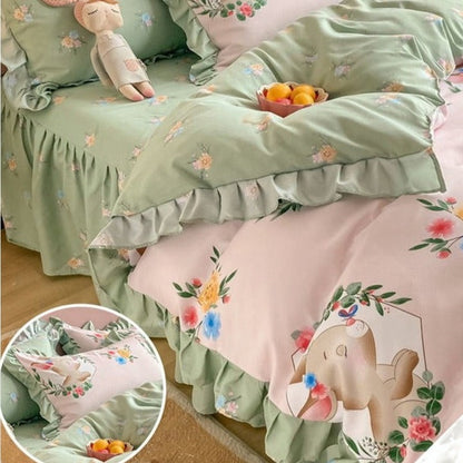 Bunnies in Summer Time Frill Edge Bedding Set