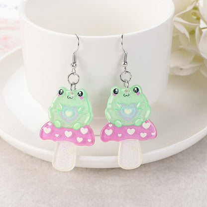 1Pair Cute Love Frog Resin Earrings