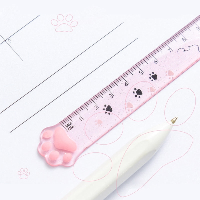 1 Pc Cute Kitty Cats Paw Straight Ruler