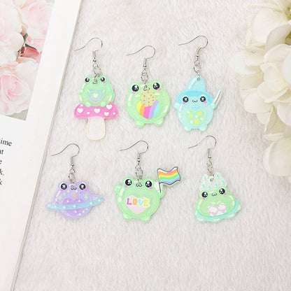 1Pair Cute Love Frog Resin Earrings