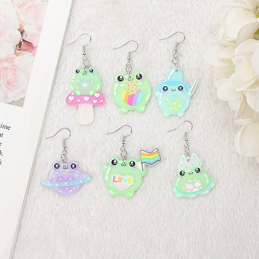 1Pair Cute Love Frog Resin Earrings