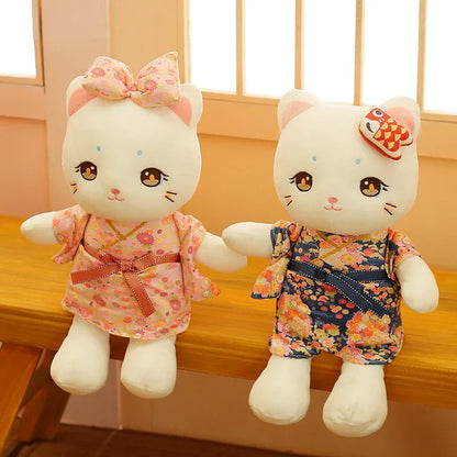 Japanese Kawaii Kimono White Cat Stuffed Animals Plushie