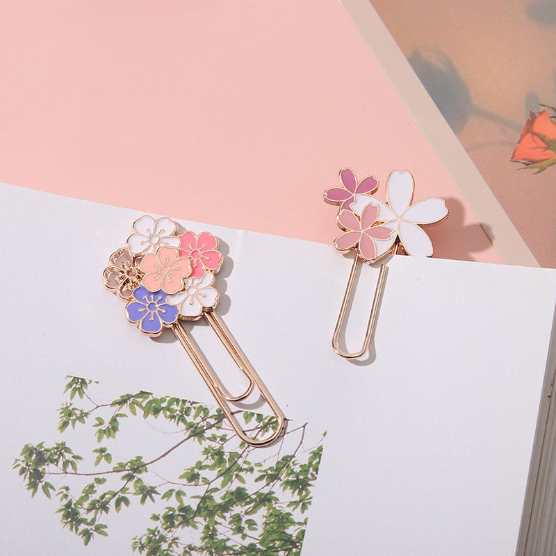 1pc Pink Sakura Exquisite Cherry Blossom Paper Clip Bookmark