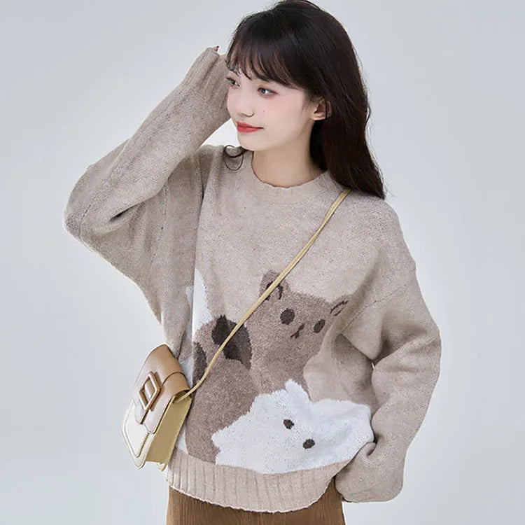 Furry Friend Fashion: Casual Cat Sweater - Embrace Whiskered Warmth in Coffee Coziness! 🐈🧡