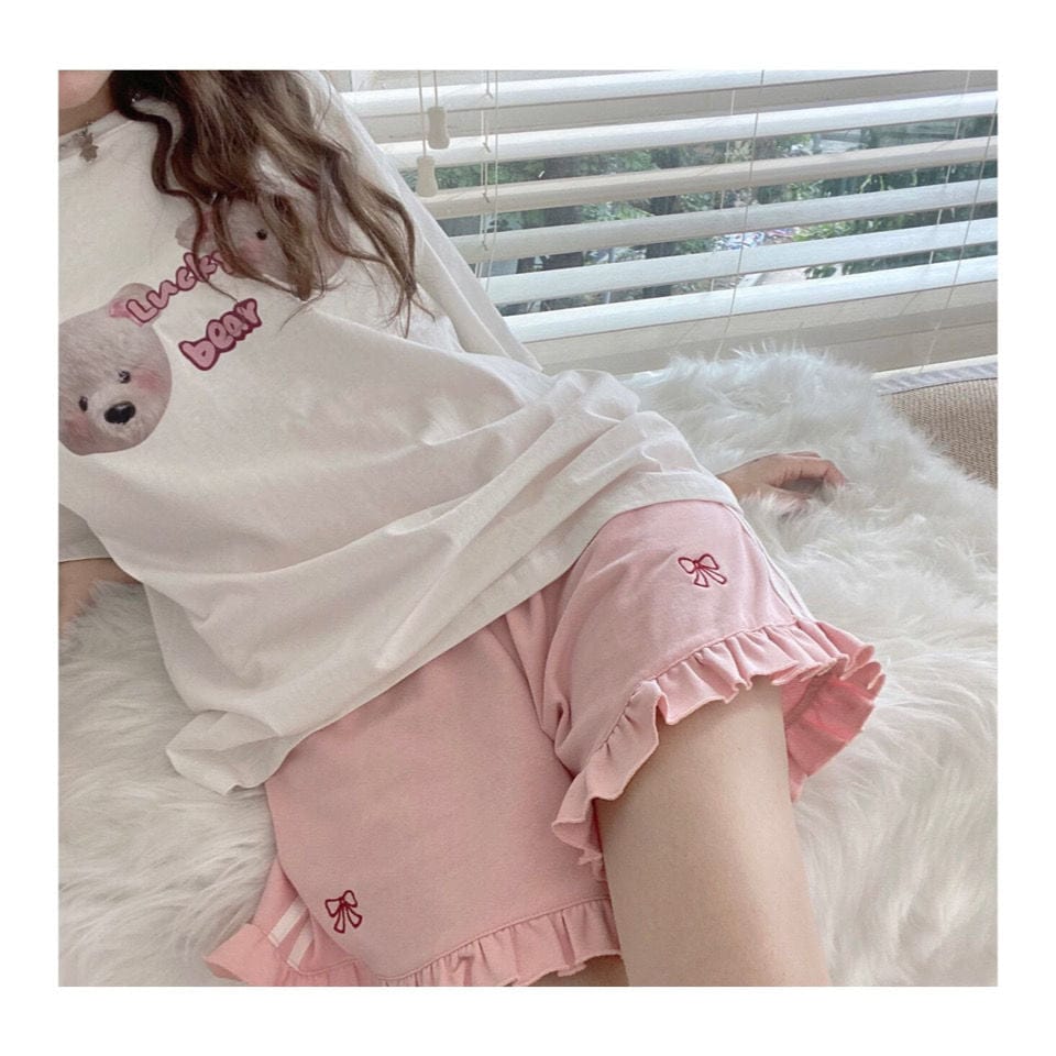 Cute Bow Kawaii Aesthetic Loose High Waist Shorts