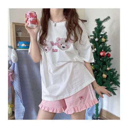 Cute Bow Kawaii Aesthetic Loose High Waist Shorts