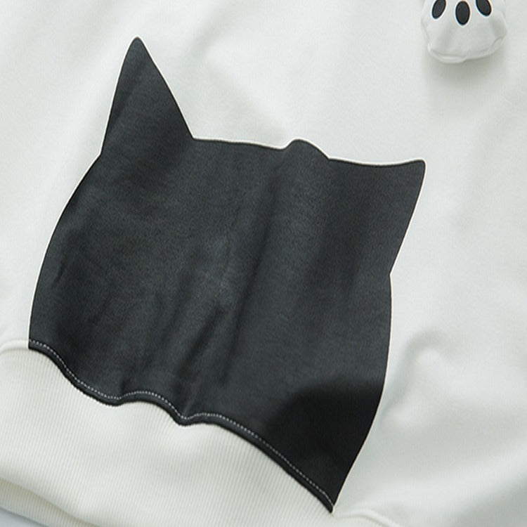 Purr-fectly Adorable: Harajuku Cat Ear Paw Drawstring Letter Hoodie - Embrace Your Inner Cuteness! 🐾💕