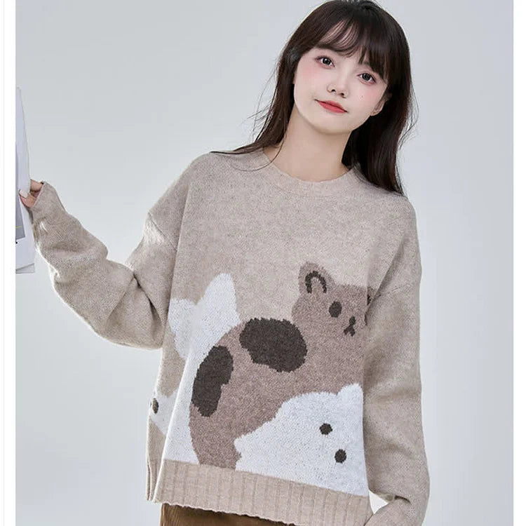 Furry Friend Fashion: Casual Cat Sweater - Embrace Whiskered Warmth in Coffee Coziness! 🐈🧡