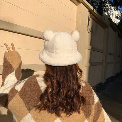 Fluffy Teddy Ears Bucket Hat