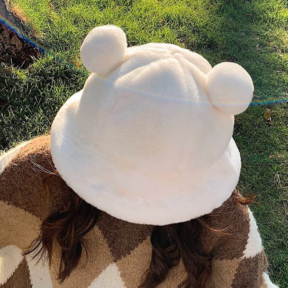 Fluffy Teddy Ears Bucket Hat