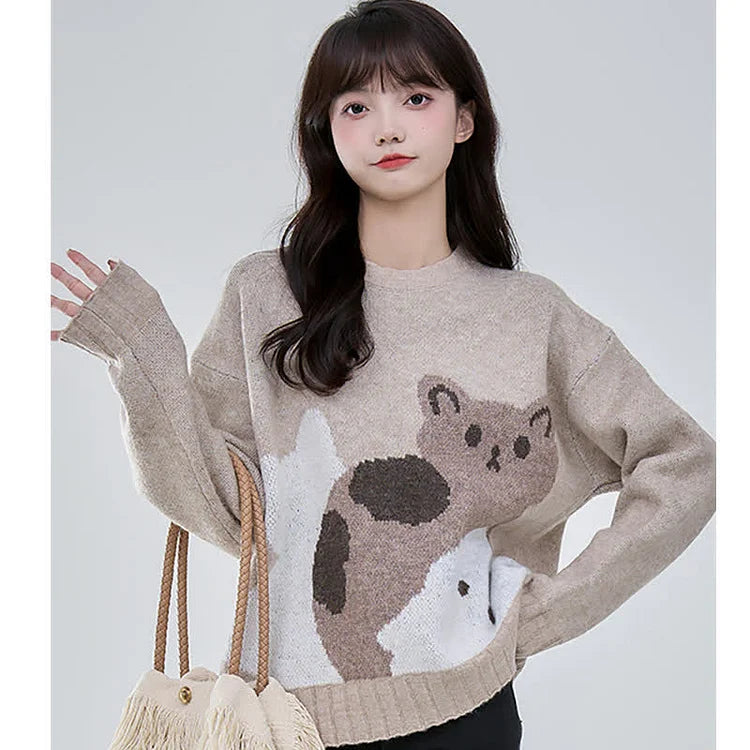 Furry Friend Fashion: Casual Cat Sweater - Embrace Whiskered Warmth in Coffee Coziness! 🐈🧡