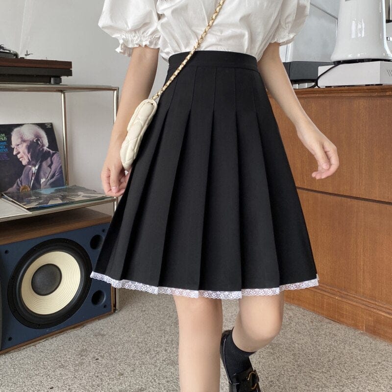 Japanese Summer Kawaii Lace Pleated Skirt