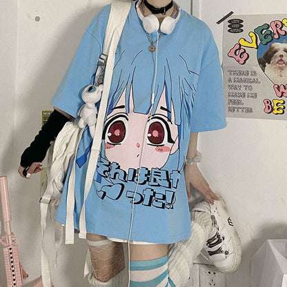 Kawaii Anime Cute Blue T-shirt