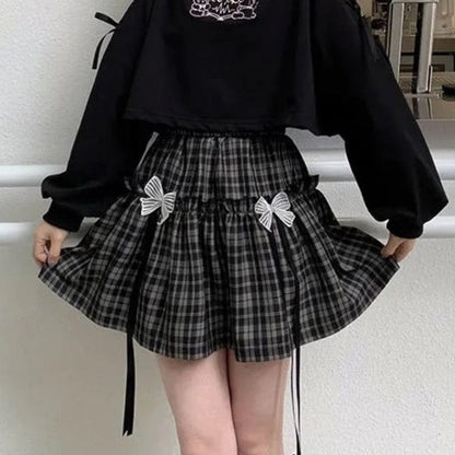 Kawaii Goth Plaid Bow Skirt