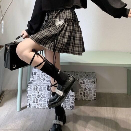 Kawaii Goth Plaid Bow Skirt