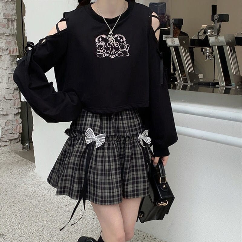 Kawaii Goth Plaid Bow Skirt