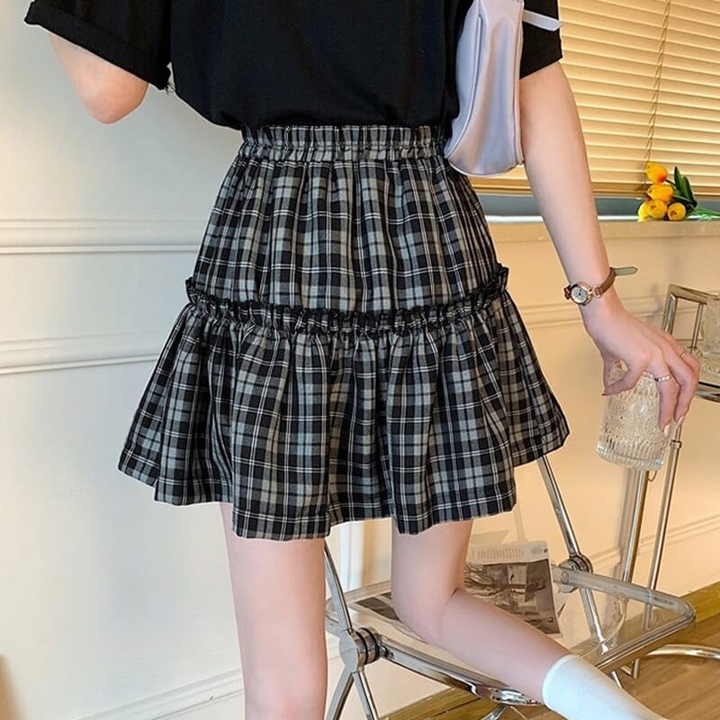 Kawaii Goth Plaid Bow Skirt