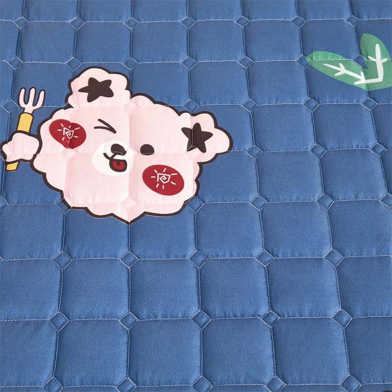 Blue Kawaii Bear Quilted Fitted Bedsheet