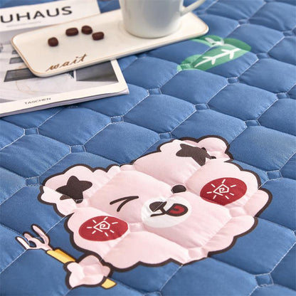 Blue Kawaii Bear Quilted Fitted Bedsheet