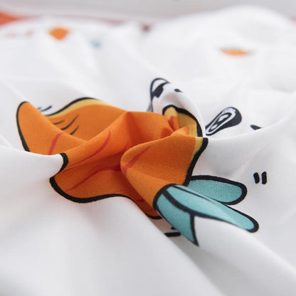 Carrot & Bunny White Print Bedding Set