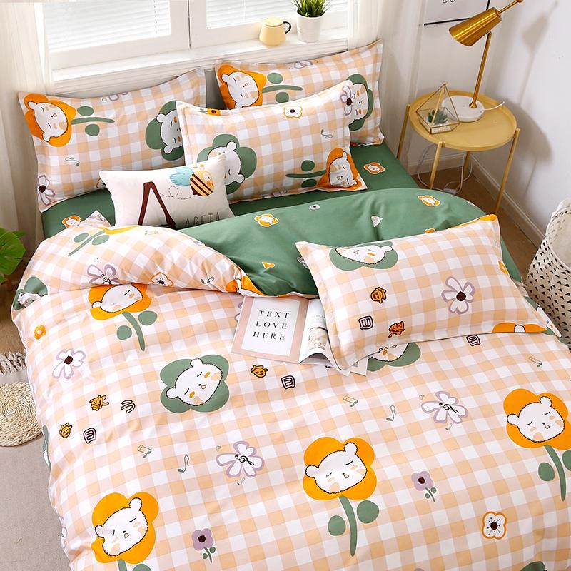 Cute Bear & Flower Print Bedding Set