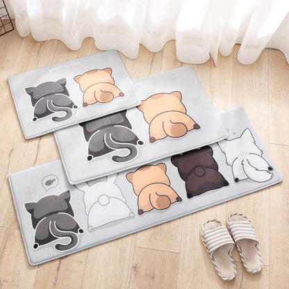 Cute Cartoon Cat Long Thick Absorbent Non-slip Mat