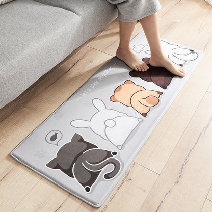 Cute Cartoon Cat Long Thick Absorbent Non-slip Mat