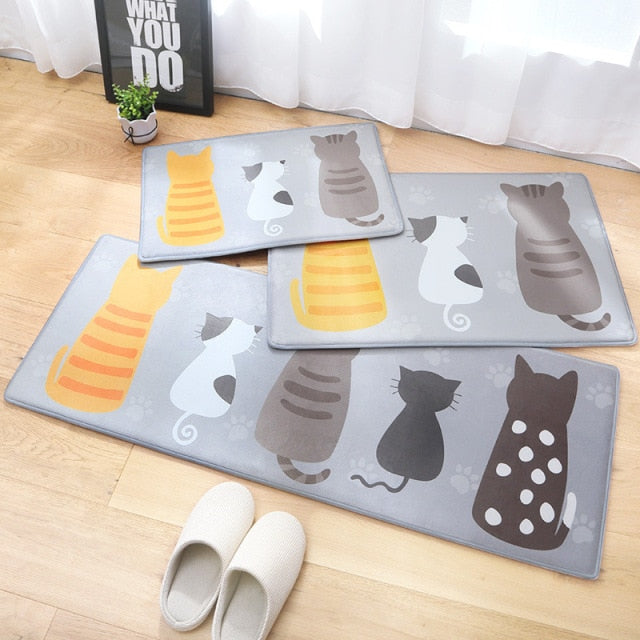 Cute Cartoon Cat Long Thick Absorbent Non-slip Mat