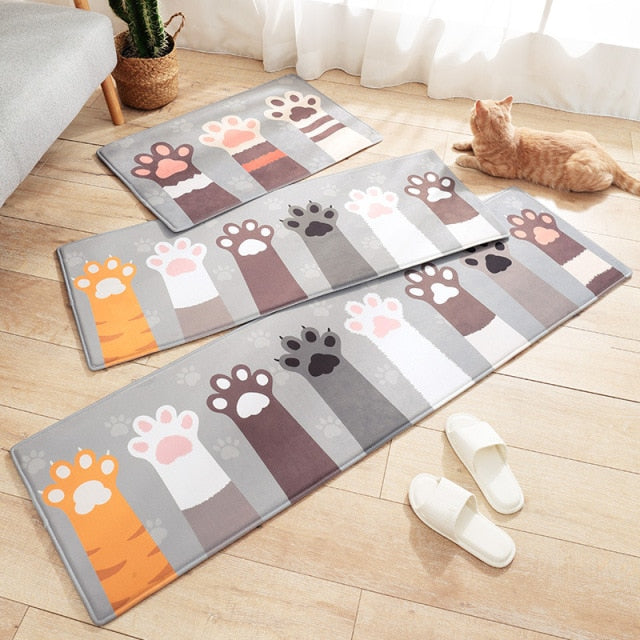 Cute Cartoon Cat Long Thick Absorbent Non-slip Mat