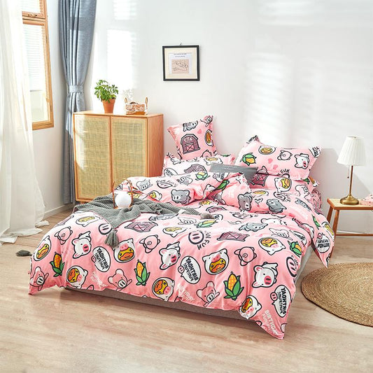 Cute Pink Pig Pattern Bedding Set