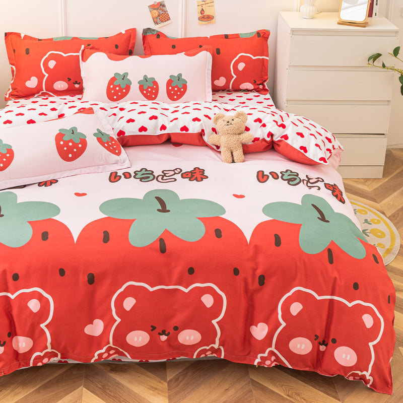 Cute Strawberry Animal Heart Bedding Set