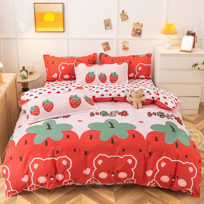 Cute Strawberry Animal Heart Bedding Set