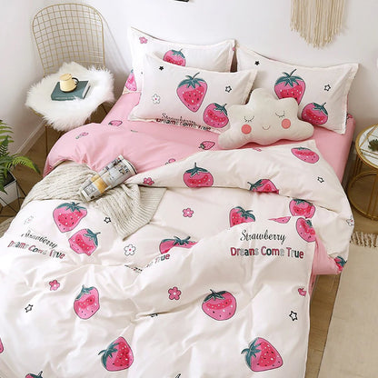 Dreams Come True White Strawberry Bedding Set