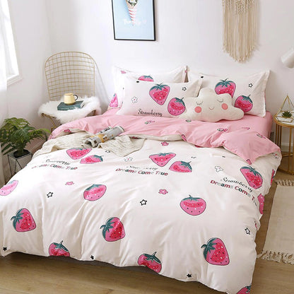 Dreams Come True White Strawberry Bedding Set