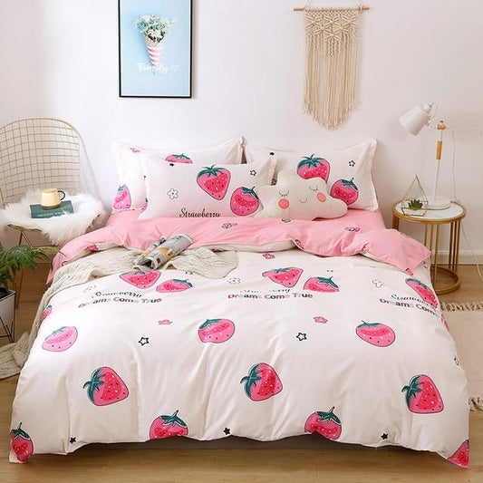 Dreams Come True White Strawberry Bedding Set