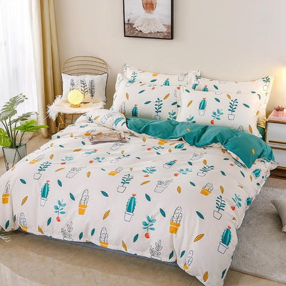 Floral Cactus Succulent Green Matching Bedding Set