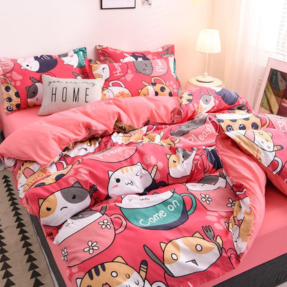 Japanese Pink Cats Bedding Set   -  Limited Stock