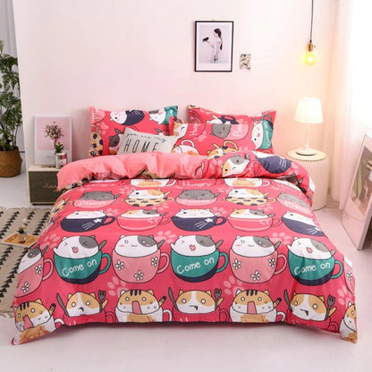 Japanese Pink Cats Bedding Set   -  Limited Stock