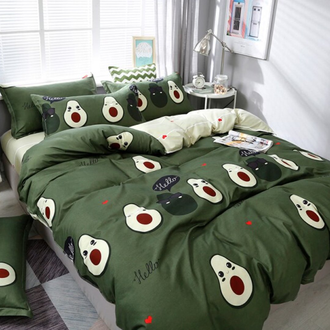 Kawaii Avocado Buddies Bedding Set