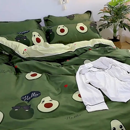 Kawaii Avocado Buddies Bedding Set